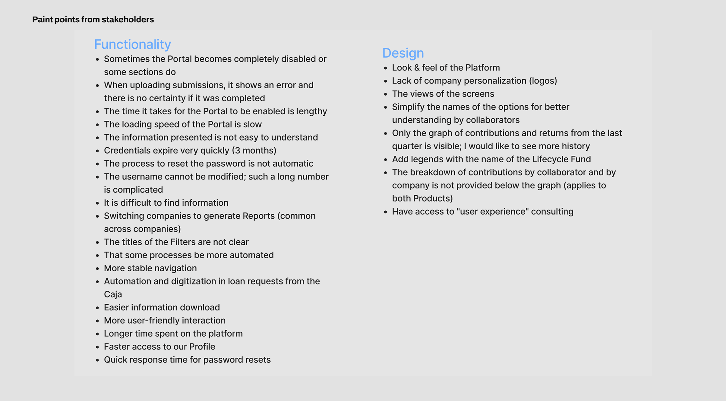 Stakeholder Painpoints